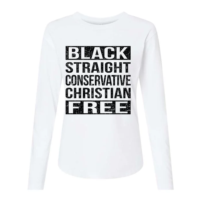 Black Straight Conservative Christian Free Thinker Womens Cotton Relaxed Long Sleeve T-Shirt