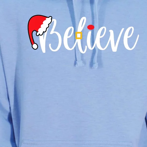 Believe Santa Claus Hat Red Reindeer Nose Holiday Season Unisex Surf Hoodie