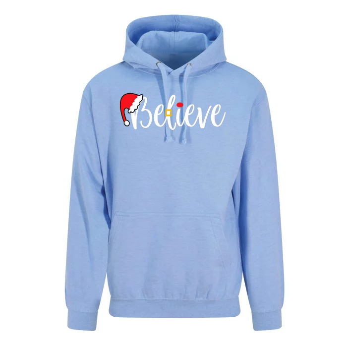 Believe Santa Claus Hat Red Reindeer Nose Holiday Season Unisex Surf Hoodie