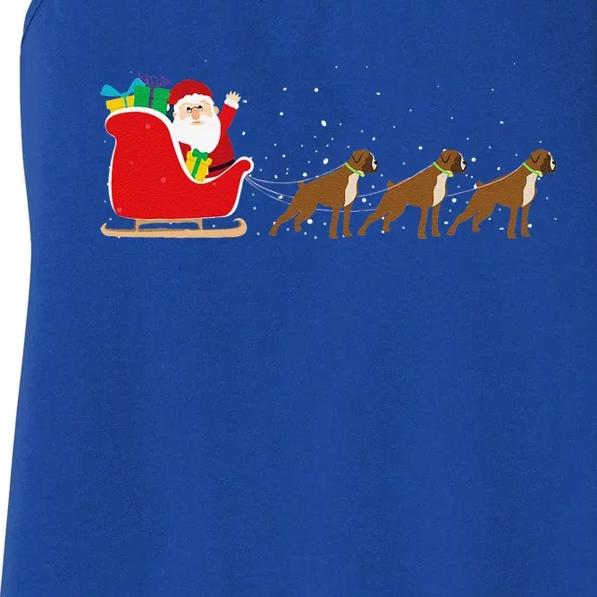 Boxer Santa Christmas Sleigh Funny Boxer Dog Xmas Women's Racerback Tank