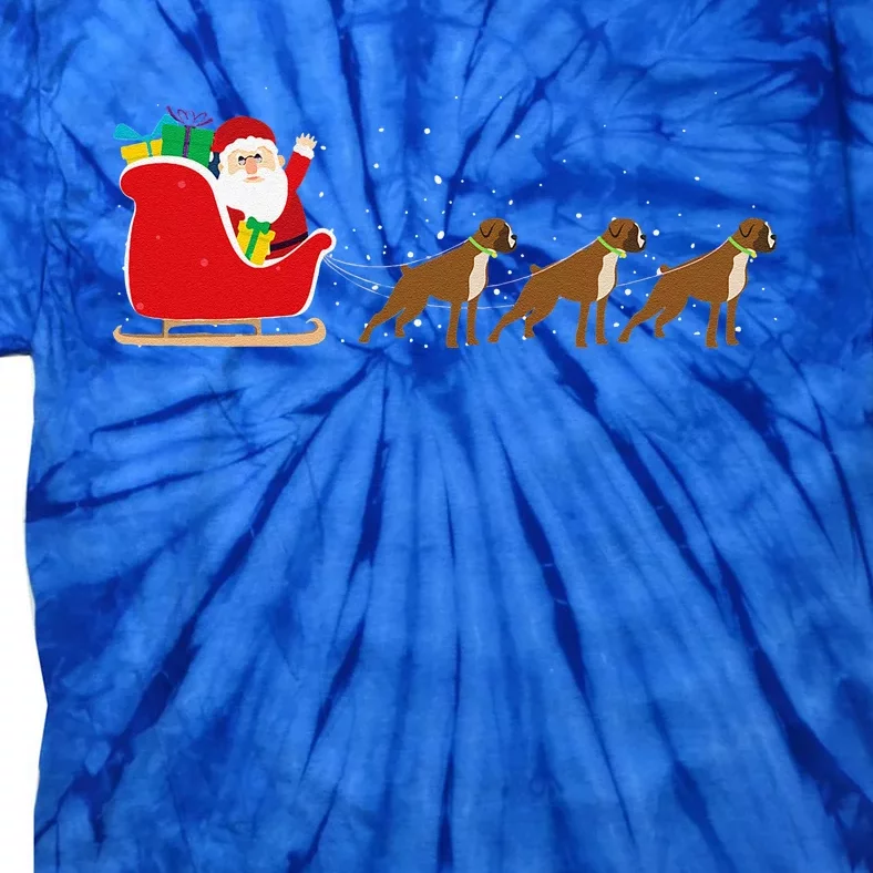 Boxer Santa Christmas Sleigh Funny Boxer Dog Xmas Tie-Dye T-Shirt