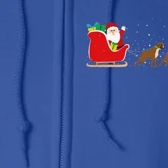 Boxer Santa Christmas Sleigh Funny Boxer Dog Xmas Full Zip Hoodie