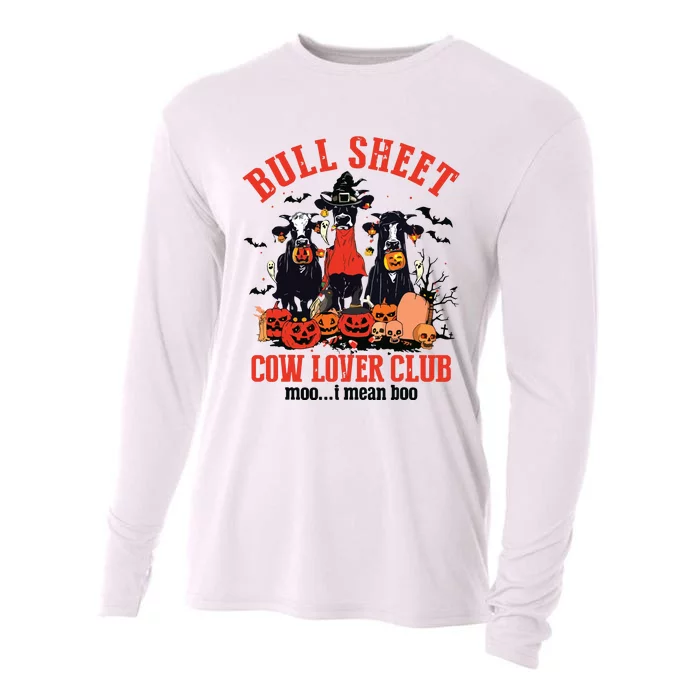 Bull Sheet Cow Lover Club Funny Halloween Ghost Pumpkins Cooling Performance Long Sleeve Crew