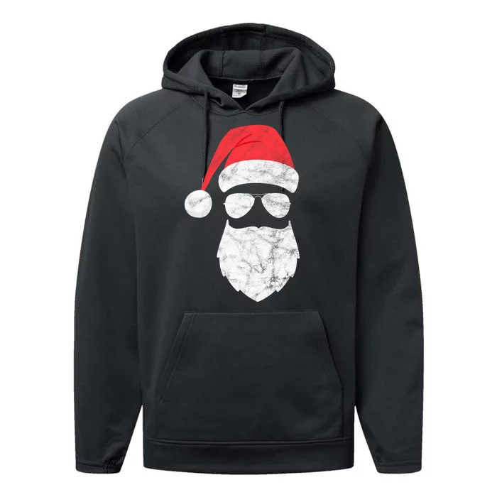 Bearded Santa Claus Hipster Performance Fleece Hoodie