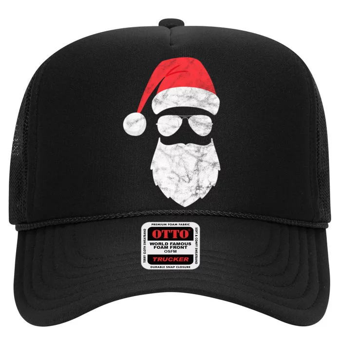 Bearded Santa Claus Hipster High Crown Mesh Trucker Hat