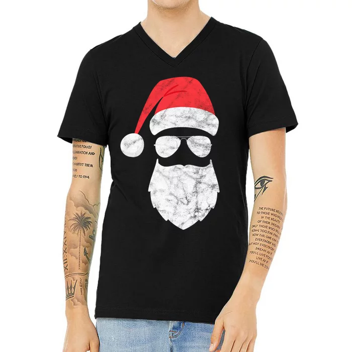 Bearded Santa Claus Hipster V-Neck T-Shirt