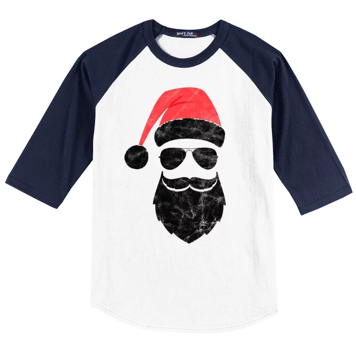 Bearded Santa Claus Hipster Baseball Sleeve Shirt