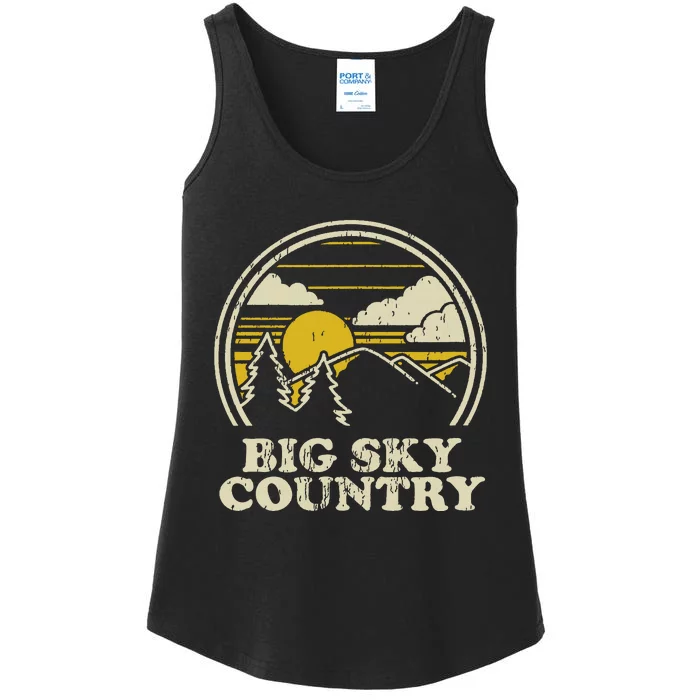 Big Sky Country Montana Vintage Hiking Mountains Ladies Essential Tank