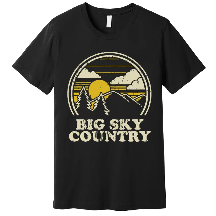 Big Sky Country Montana Vintage Hiking Mountains Premium T-Shirt