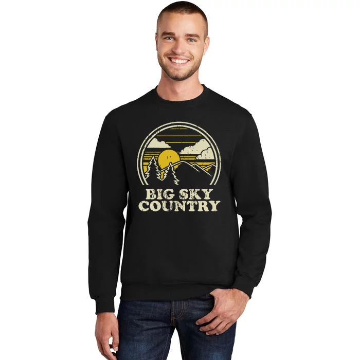 Big Sky Country Montana Vintage Hiking Mountains Tall Sweatshirt