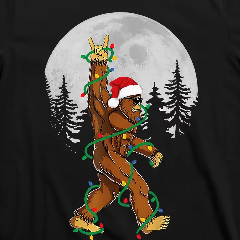 Bigfoot Santa Christmas Tree Lights Xmas Sasquatch T-Shirt