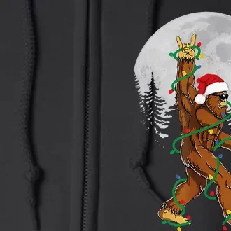 Bigfoot Santa Christmas Tree Lights Xmas Sasquatch Full Zip Hoodie