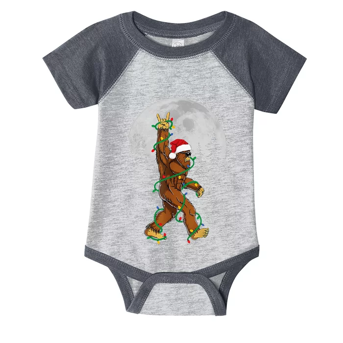 Bigfoot Santa Christmas Tree Lights Xmas Sasquatch Infant Baby Jersey Bodysuit