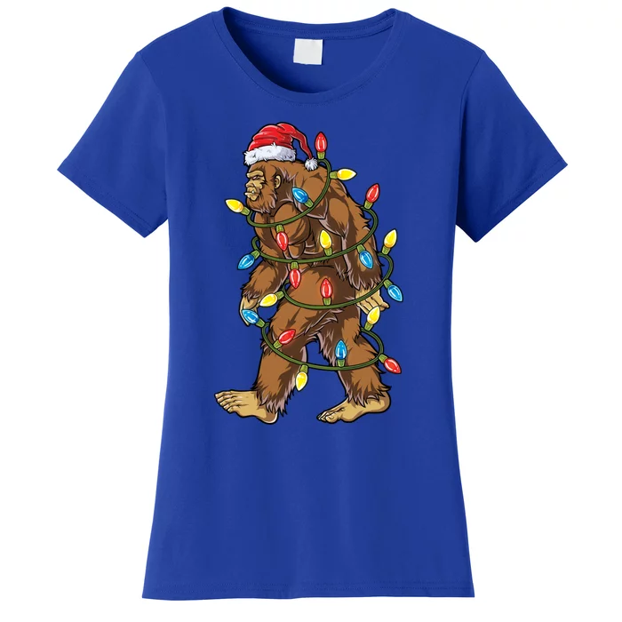 Bigfoot Santa Christmas Tree Lights Xmas Boys Sasquatch Meaningful Gift Women's T-Shirt