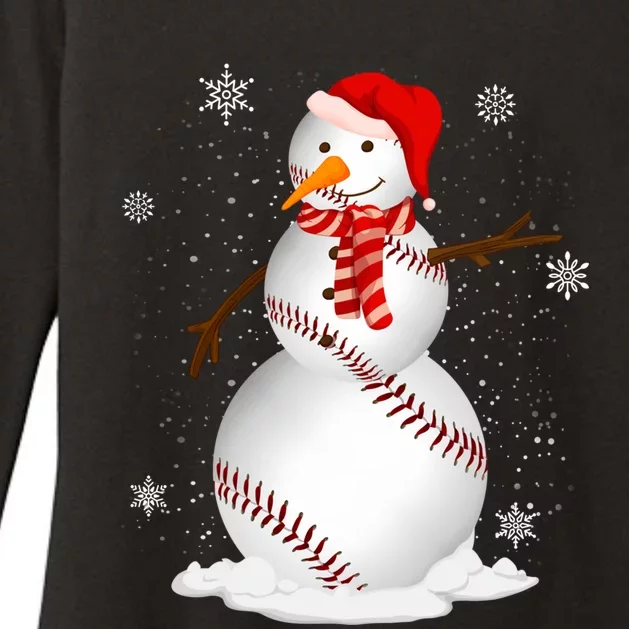 Baseball Snow Christmas Santa Hat Xmas Baseball Gift Womens CVC Long Sleeve Shirt