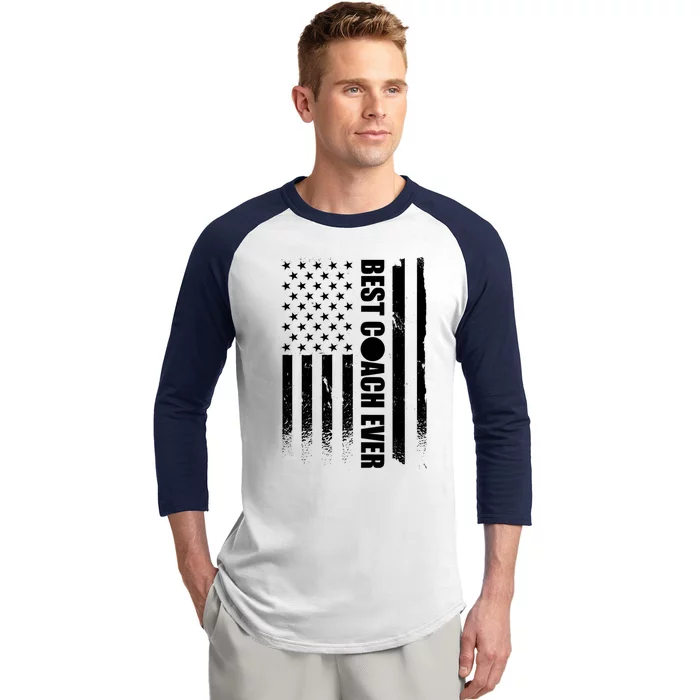 Best Soccer Coach Ever American Flag Baseball Sleeve Shirt