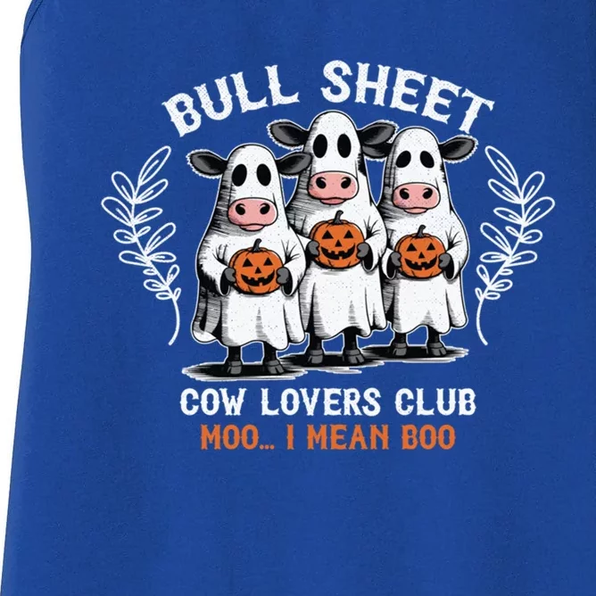 Bull Sheet Cow Lover Club Moo I Mean Boo Funny Halloween Great Gift Women's Racerback Tank