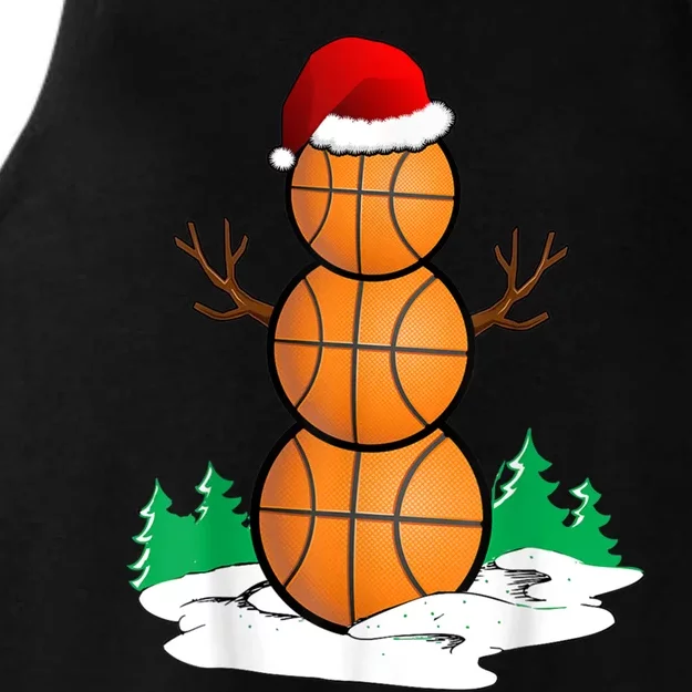 Basketball Snow Christmas Balls Xmas Hat Santa Claus Great Gift Ladies Tri-Blend Wicking Tank