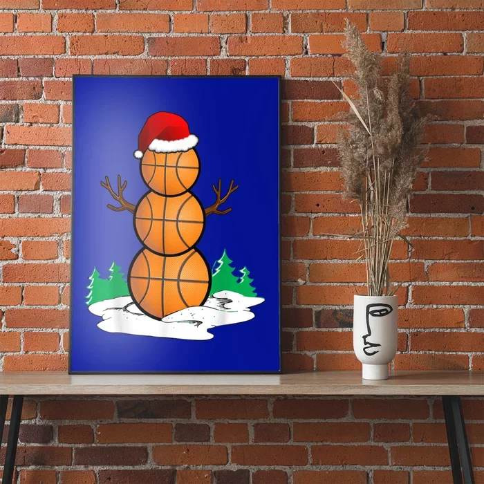 Basketball Snow Christmas Balls Xmas Hat Santa Claus Great Gift Poster