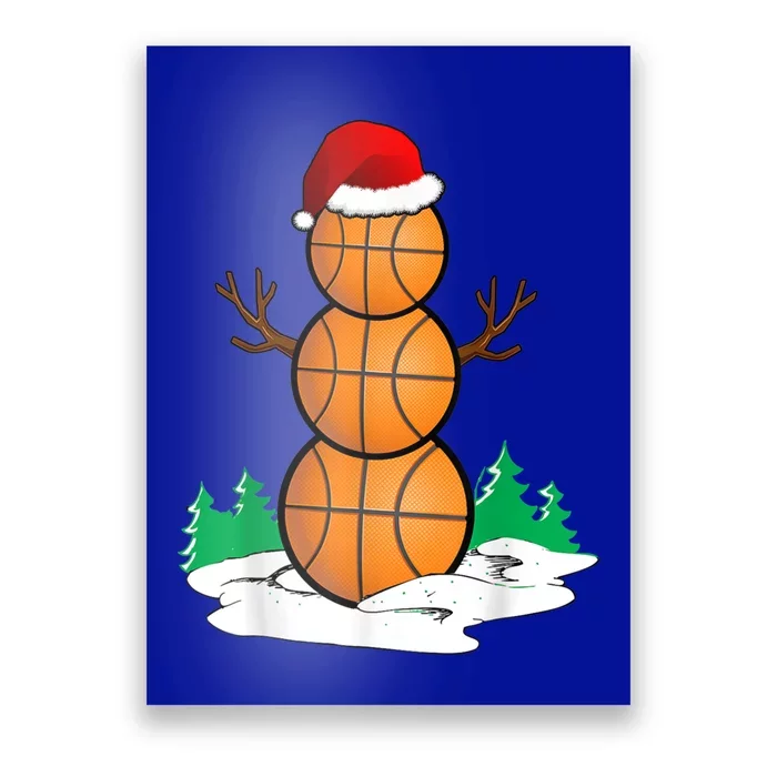 Basketball Snow Christmas Balls Xmas Hat Santa Claus Great Gift Poster