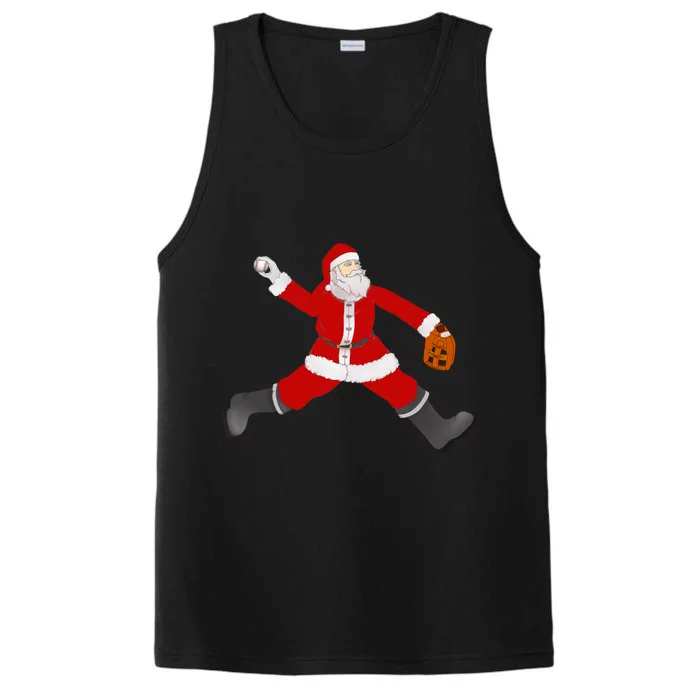 Baseball Santa Christmas No Hitter Pitcher Pitching Santa Gift Performance Tank