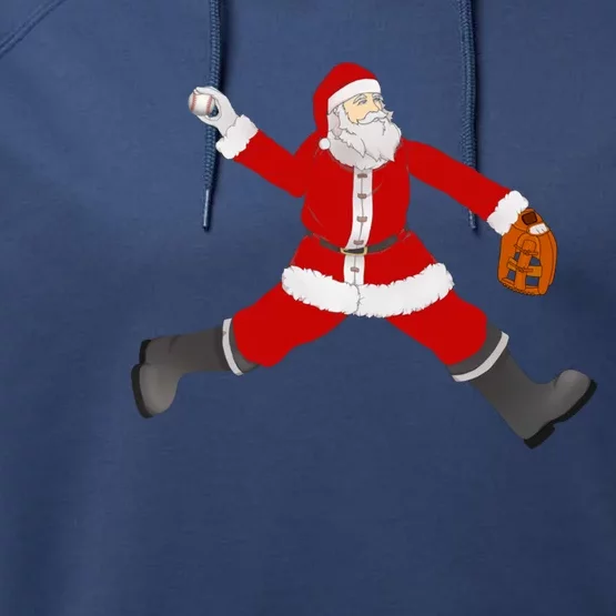 Baseball Santa Christmas No Hitter Pitcher Pitching Santa Gift Performance Fleece Hoodie