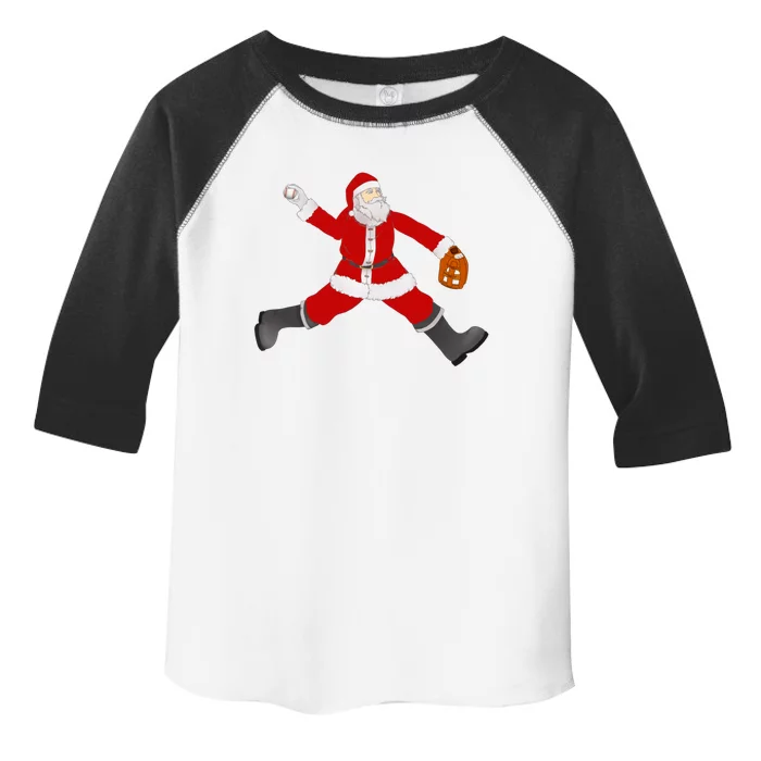 Baseball Santa Christmas No Hitter Pitcher Pitching Santa Gift Toddler Fine Jersey T-Shirt