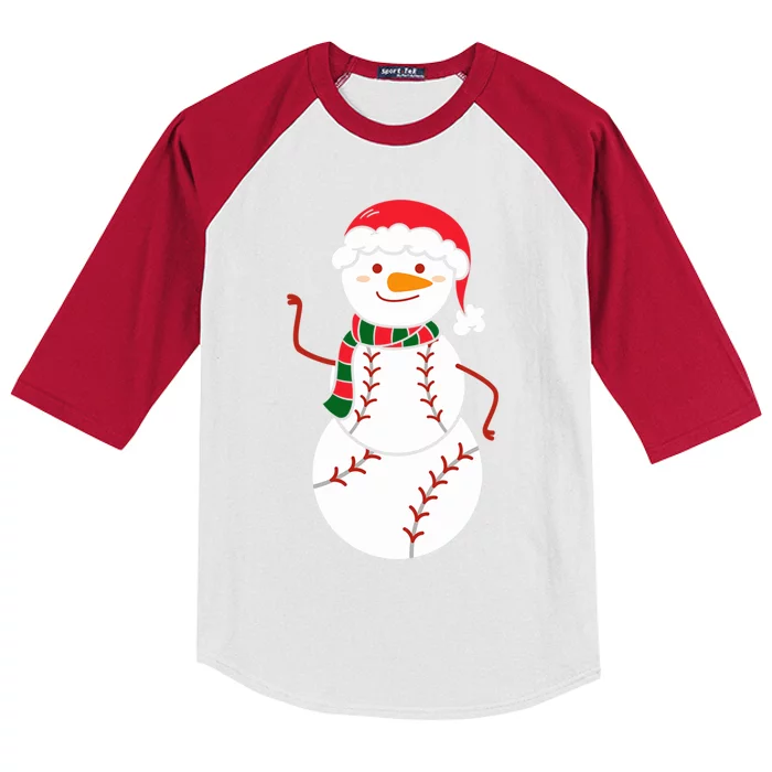 Baseball Snow Christmas Baseball Player Xmas Party Gift Kids Colorblock Raglan Jersey