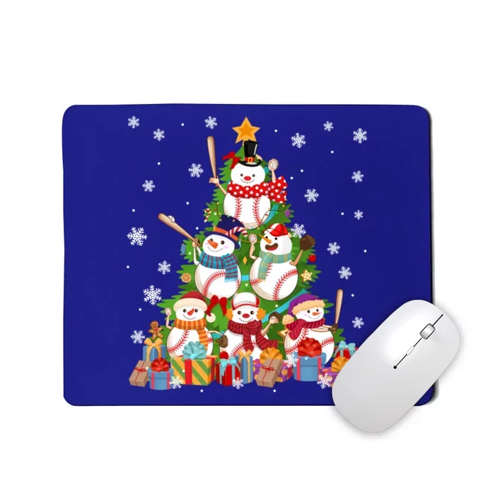 Baseball Snow Christmas Tree Pitchers Catchers Gift Mousepad