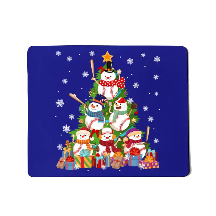 Baseball Snow Christmas Tree Pitchers Catchers Gift Mousepad