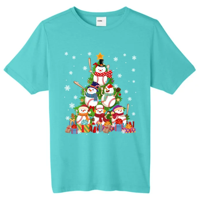 Baseball Snow Christmas Tree Pitchers Catchers Gift ChromaSoft Performance T-Shirt