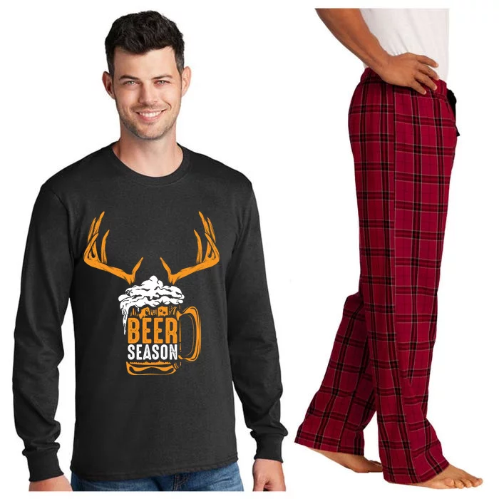 Beer Season Cute Gift Xmas Animal Hunting Beer Ers Gift Long Sleeve Pajama Set