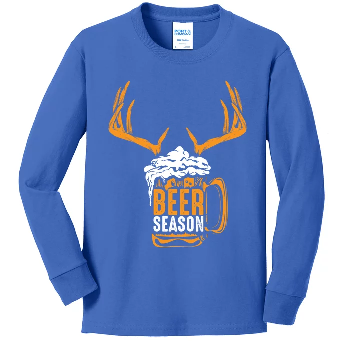 Beer Season Cute Gift Xmas Animal Hunting Beer Ers Gift Kids Long Sleeve Shirt