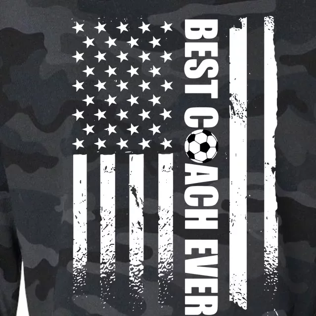 Best Soccer Coach Ever American Flag Cropped Pullover Crew