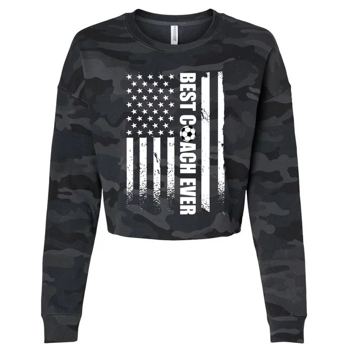 Best Soccer Coach Ever American Flag Cropped Pullover Crew