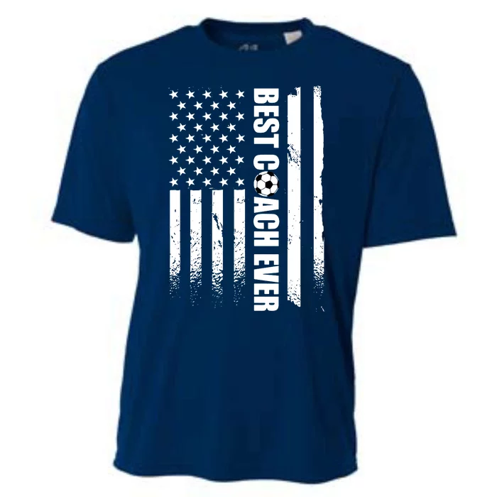 Best Soccer Coach Ever American Flag Cooling Performance Crew T-Shirt