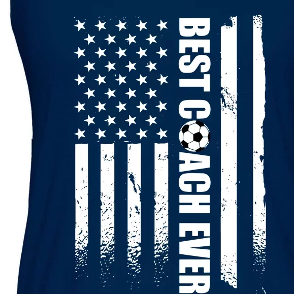 Best Soccer Coach Ever American Flag Ladies Essential Flowy Tank