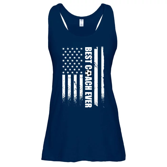 Best Soccer Coach Ever American Flag Ladies Essential Flowy Tank