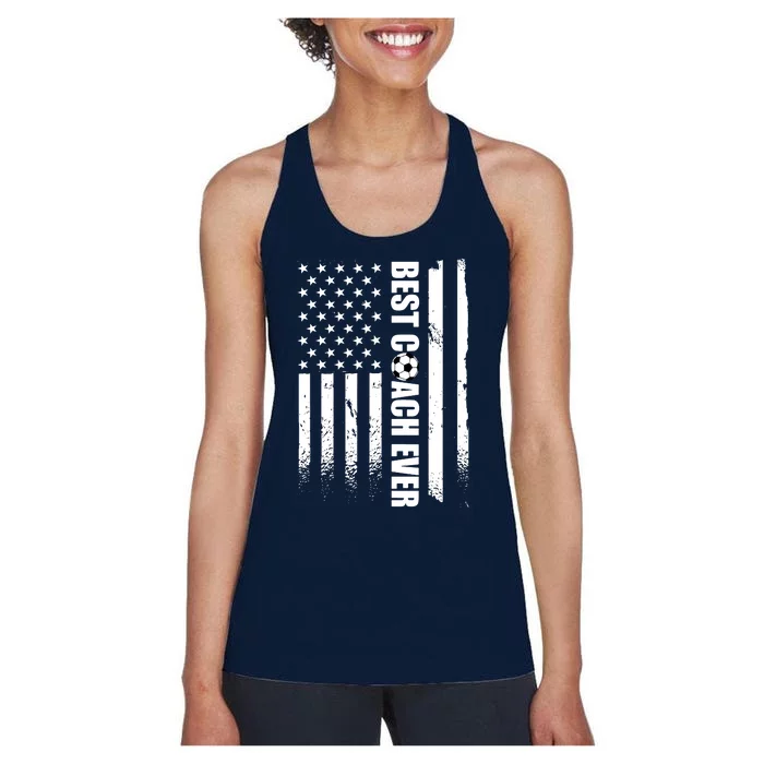 Best Soccer Coach Ever American Flag Women's Racerback Tank