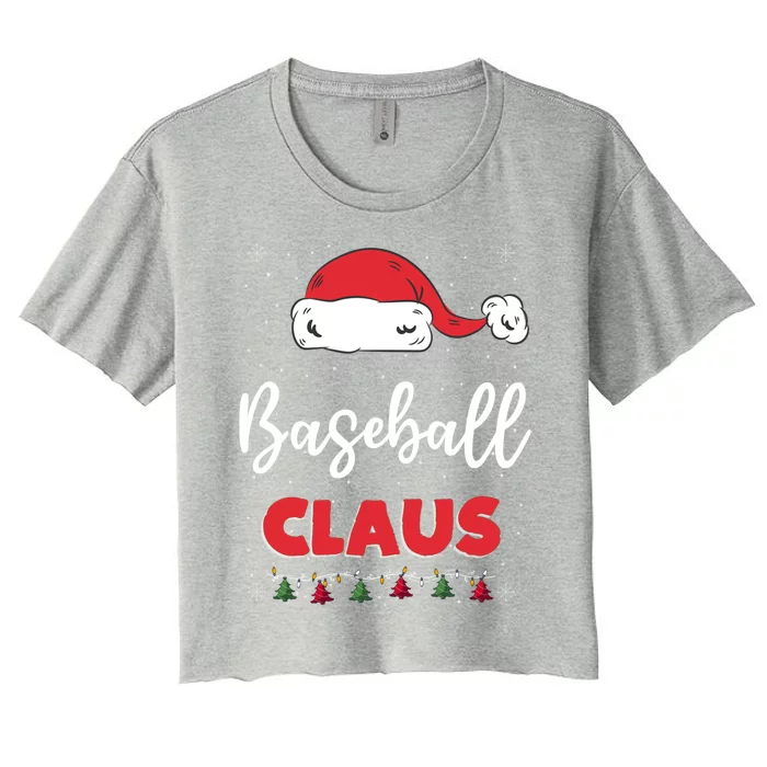 Baseball Santa Claus Christmas Funny Family Matching Costume Gift Women's Crop Top Tee