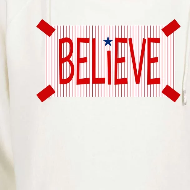 Believe Philadelphia Baseball Fan Womens Funnel Neck Pullover Hood