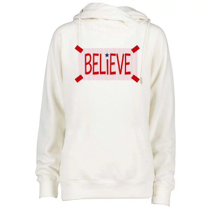 Believe Philadelphia Baseball Fan Womens Funnel Neck Pullover Hood