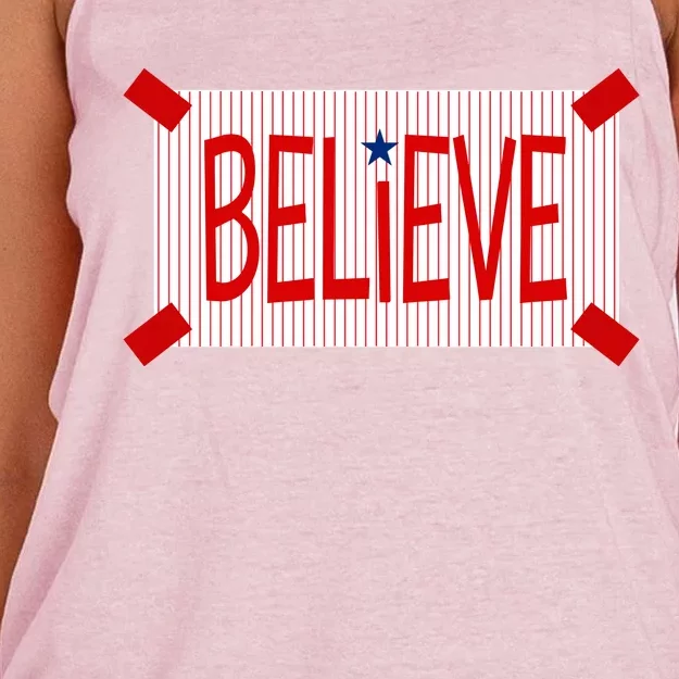 Believe Philadelphia Baseball Fan Women's Knotted Racerback Tank