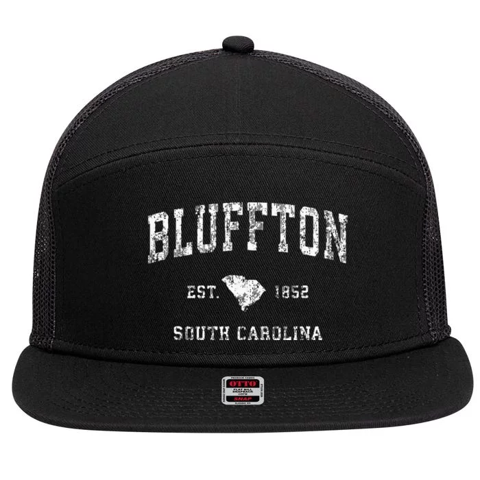 Bluffton South Carolina Sc Vintage Athletic Sports 7 Panel Mesh Trucker Snapback Hat