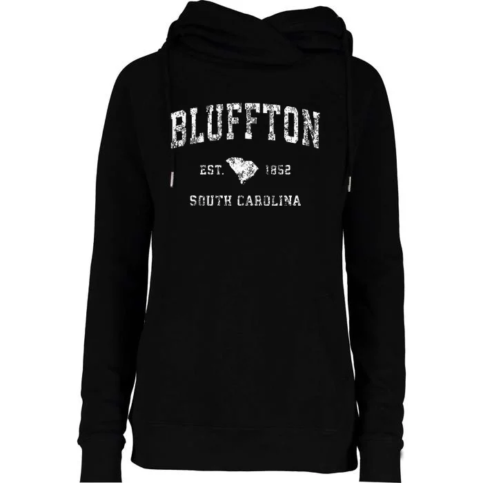 Bluffton South Carolina Sc Vintage Athletic Sports Womens Funnel Neck Pullover Hood