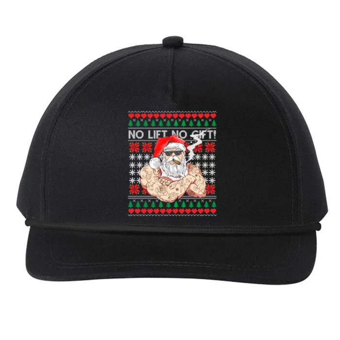 Bad Santa Claus Ugly Christmas Sweater No Lift No Gift Xmas Gift Snapback Five-Panel Rope Hat