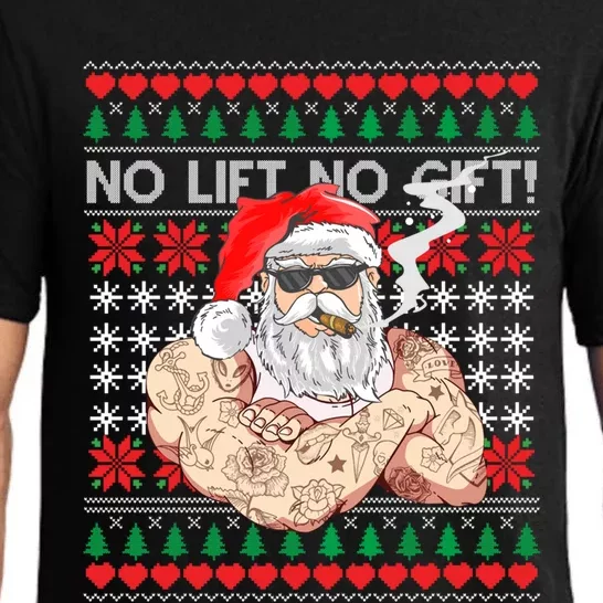 Bad Santa Claus Ugly Christmas Sweater No Lift No Gift Xmas Gift Pajama Set