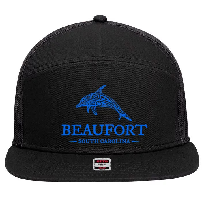 Beaufort South Carolina Dolphin 7 Panel Mesh Trucker Snapback Hat