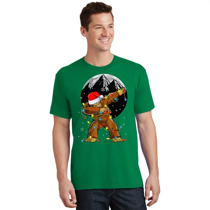 Bigfoot Santa Christmas Tree Lights Xmas Sasquatch T-Shirt