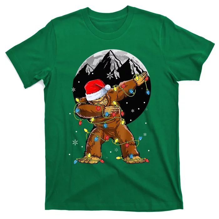 Bigfoot Santa Christmas Tree Lights Xmas Sasquatch T-Shirt